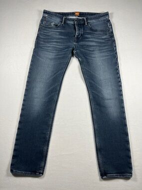 Hugo Boss Orange Dark Wash Slim Fit Stretch Jeans Button Fly Mens Size 34x32